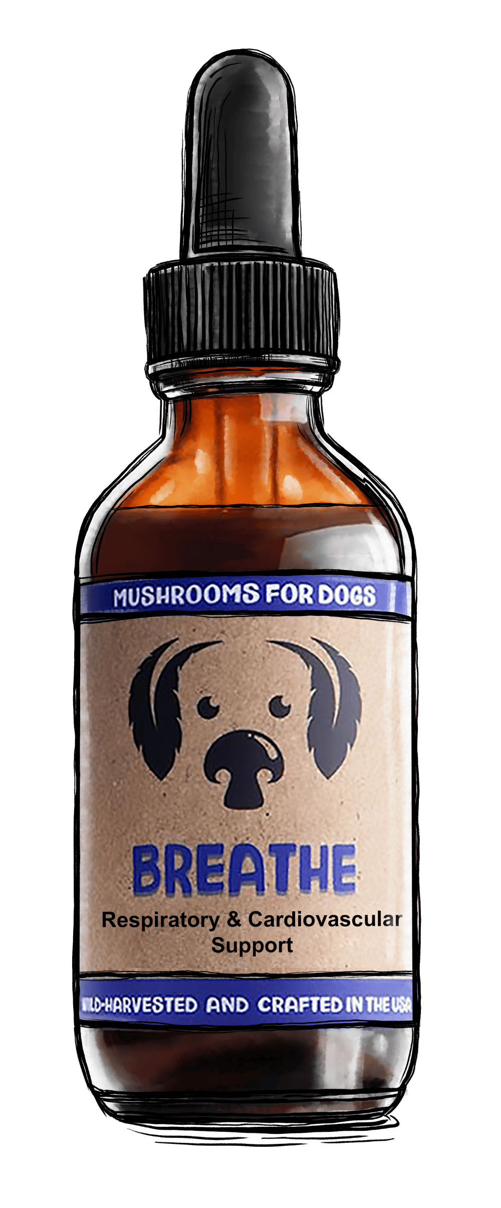 MycoDog Breathe Mushroom Extracts for dogs with collapsed trachea bracycephalic dogs flat faced dog breeds breathing respiratory support cardiovascular support