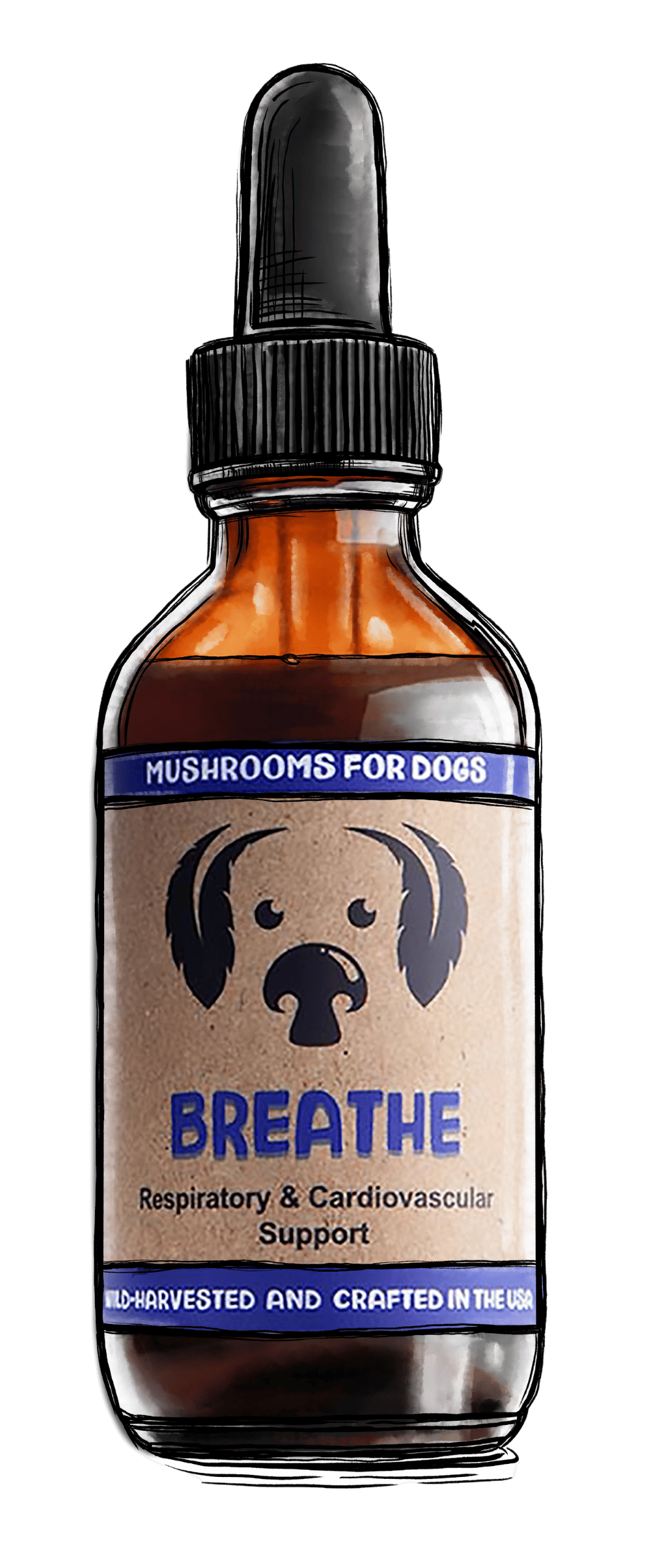 MycoDog Breathe Mushroom Extracts for dogs with collapsed trachea bracycephalic dogs flat faced dog breeds breathing respiratory support cardiovascular support