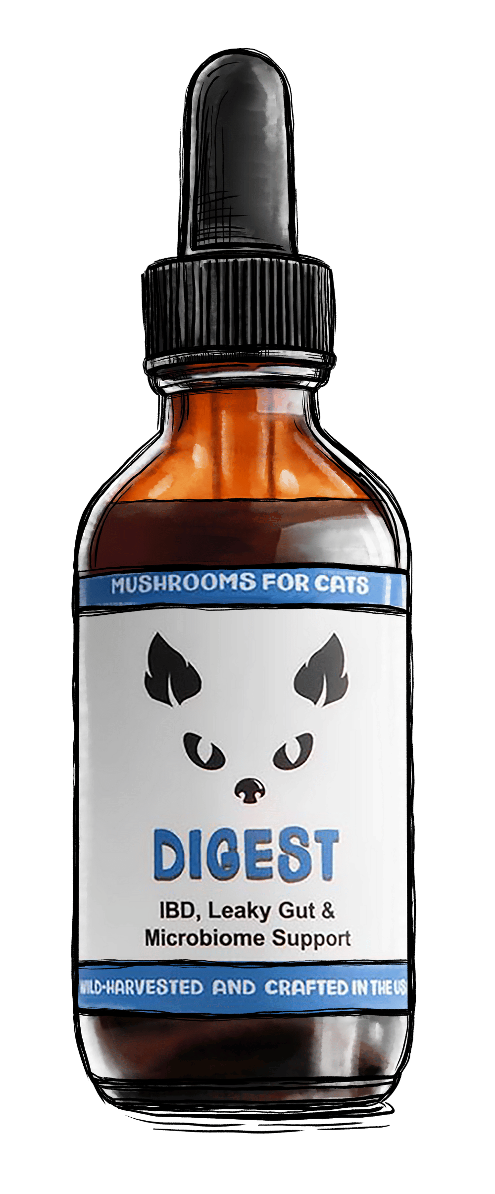 MycoCat Digest illustrated mushroom tincture for cats